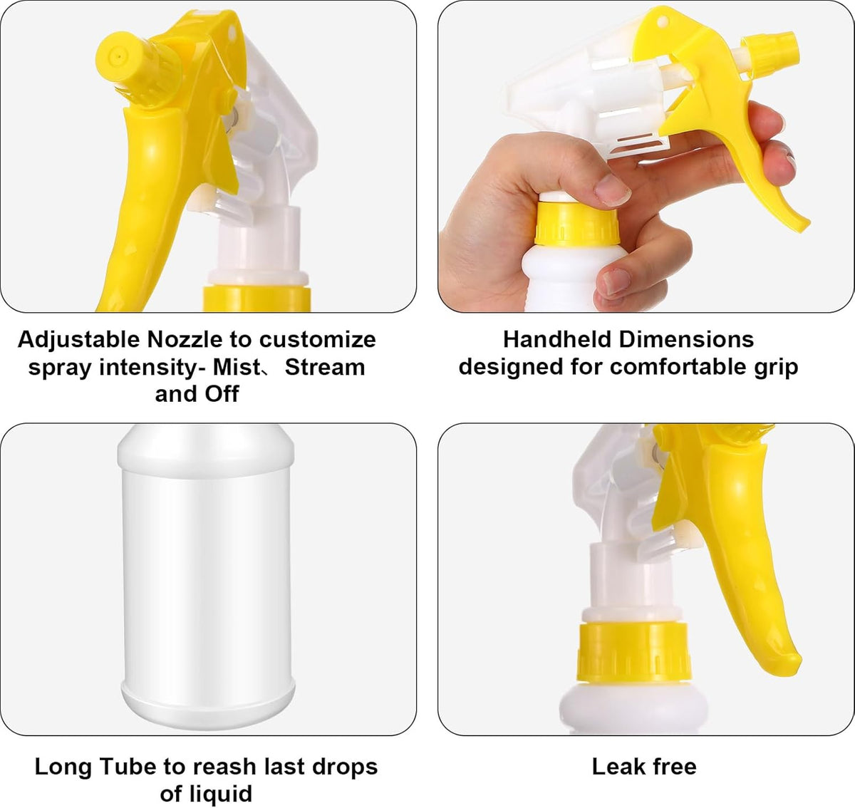Eccliy 12 Pcs 16 Oz Plastic Spray Bottle, Adjustable Empty Reusable Sprayer for Cleaning, Planting, Water, Bathroom and Kitchen, BBQ, Commercial and Residential(Red, Yellow,Original)