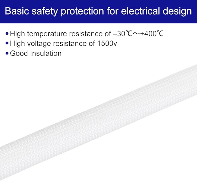 MECCANIXITY 5Pcs Wire Insulation Braid Fire Sleeve,3.28Ft-4mm ID White, High Temp Silicone Coated Fiberglass Sleeving for Automotive Hose Lines Electrical Wiring