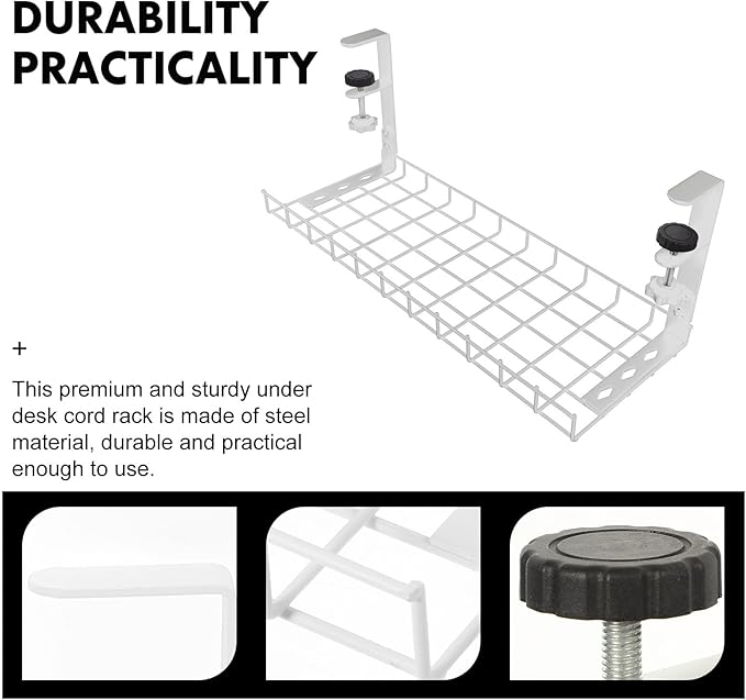 Under Desk Cable Management Tray Cord Organizer Rack 500Mm No-Drill Wire Storage Holder for Office Desk Power Cord Management