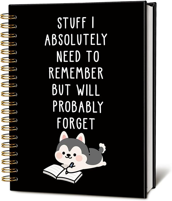LIANGW Funny Husky Notebook Journal Gifts for Women & Men, Gifts for Husky Lovers Notebooks, Funny Gifts for Coworkers, Black Hardcover Spiral Notebook 5.5x8.3 Inch