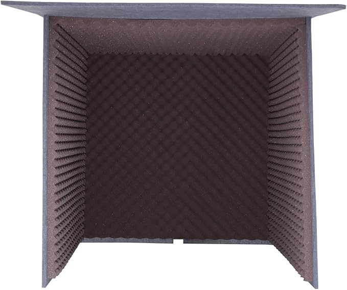 Desktop Soundproof Cover 31" H X 31" W X 31" L Recording Booth Portable Vocal Recording Booth with Double Sound Insulation Vocal Sound Absorbing Shield for Recording Studios, Offices（Purple+Gray）