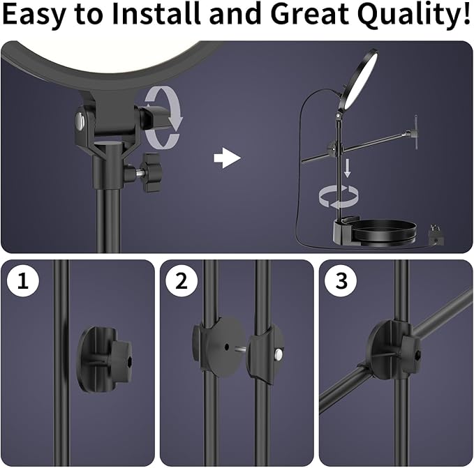 Bright Zoom Lighting for Computer, Adjustable Desk Lighting for Video Callst,55W Dimmable Full Screen Ring Light,with Rotating Storage Box,Pen Holder Stand,Phone Holder and Controller (Black, 10.5)