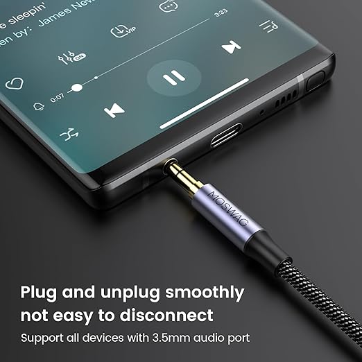 MOSWAG 3.5mm Extension Cable 26.24FT/8M Audio Male to Female Stereo Extension Adapter Nylon Braided Cord Compatible for Home/Car Stereos Smartphones Headphones Tablets Media Players and More