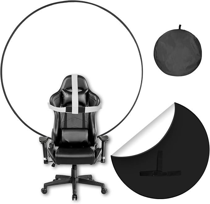 Portable Black White Screen Chair, 57 in Greenscreen Backdrop with Stand Double Sided Foldable Green Background, Chroma Key, for Photography Streaming Gaming Photo Zoom Video Chats and Meeting