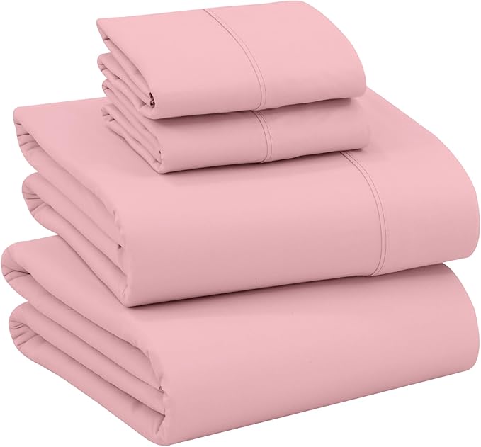 RUVANTI 100% Cotton Full Size Bed Sheets, 4 Pieces, Soft & Breathable Percale Weave Bedding, Deep Pocket 16", Hotel Standard, Crisp Cool Feel, Durable, Perfect Sheet Set Dyed, Bridal Rose