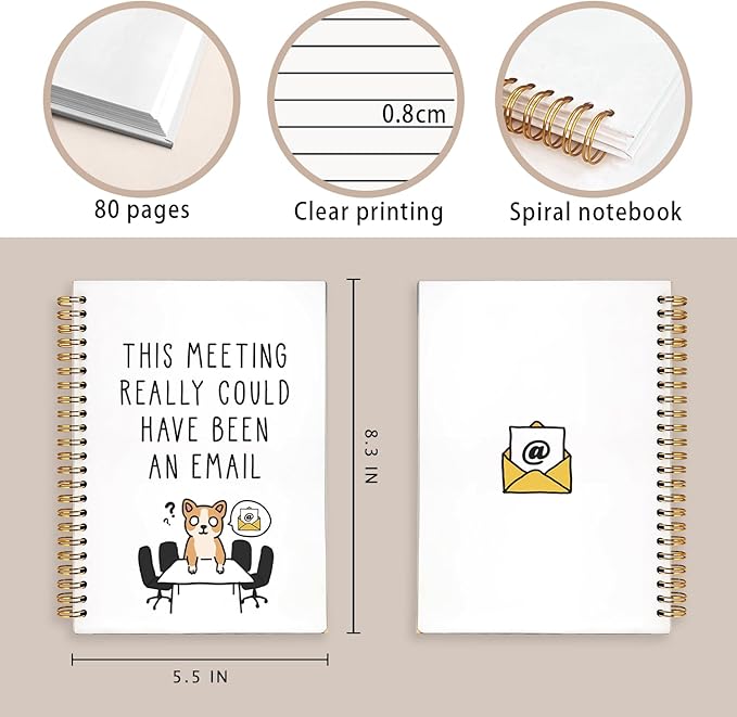 LIANGW Meeting Notebook - This Meeting Really Could Have Been An Email Journal, Office Gift for Coworkers, Bosses, Dog Notebook Journal, Funny Work Spiral Notebook, 5.5x8.3 Inch