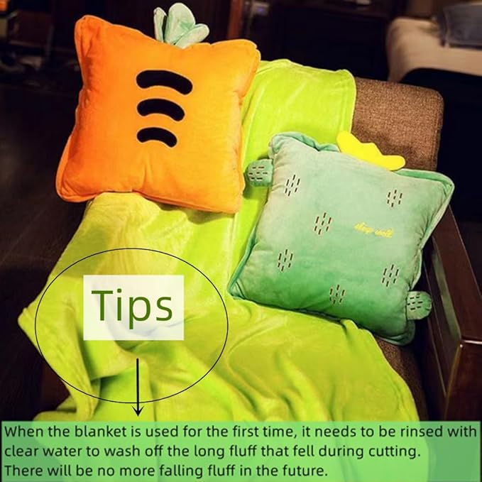 Rikyo 15" Stuffed Fruit Travel Blanket and Pillow Set,3 in 1 Plush Stuffed Hugging Pillow with Warming Hands Pillow Blanket for Kids Gift Travel Airplane Train Bed Office Nap (Carrot - Orange)