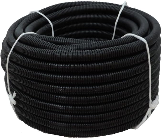 Flexible Polyethylene HDPE Non-Split Corrugated Wire Loom Tubing (Black, 3/4" Dia. x 100 ft)