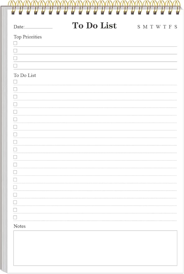 Yaridar To Do List Notepad - A5 Undated Daily Planner, 50 Sheets To Do List Notebook for Work, Spiral Waterproof Notepad for Office Supplies, School Planner, 5.8" x 8.3"