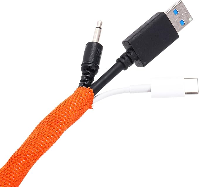 MECCANIXITY Braided Cable Sleeves Heat Shrinkable Fabric Sleeving, 1 3/8" 10ft Orange 2:1 Ratio Heat Shrinkable Cord Protector for Harness Cable, Network Cable Protection, Cable Management