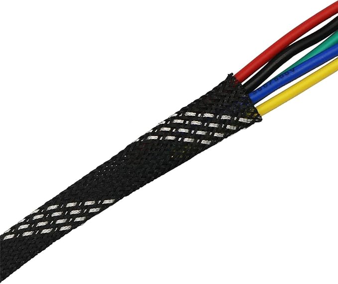 30ft PET Expandable Sleeving Wire Cable Sleeve (1/6", Silver&Black)