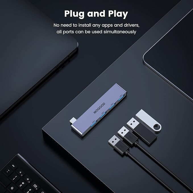 USB C to USB Hub 4 Ports,MOGOOD USB C to USB Hub Multiport Adapter,USB C Splitter with USB 3.0 Port,USB Type C Docking Station for MacBook Pro/Air2020/2019,Surface Pro and More