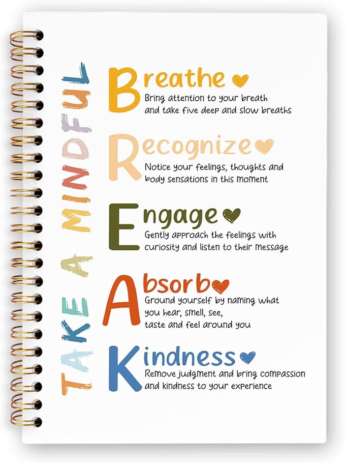 dvhdajed Mental Health Take a Mindful Break Spiral Notebook, Therapy Anxiety Relief Journaling Notebooks, Therapy Journal Notebooks for Women, Psychologist Office School Supplies Gifts, 5.5x8.3 In