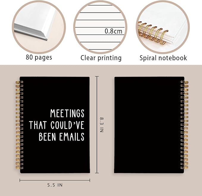 LIANGW Meeting Notebook - Meetings That Could've Been Emails Journal,Office Gift for Coworkers, Bosses, or Work From Home Professionals, Funny Work Spiral Notebook, 5.5x8.3 Inch