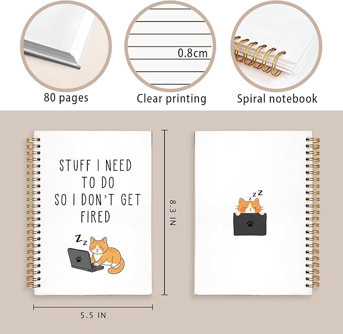 LIANGW Stuff I Need To Do So I Don't Get Fired Hardcover 160 Pages Spiral Notebooks,Funny Notebooks for Work,New Job Gift,Goodbye Gift for Coworker Leaving,Funny Gag Gift for Coworkers 5.5x8.3 Inch
