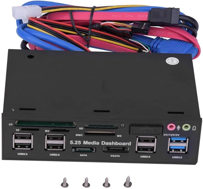 Internal Card Reader, 5.25inch Media Dashboard Front Panel Audio, All-in-1 Card Reader with USB3.0/2.0 HUB eSATA SATA Multi Card Reader(M2 / TF/SD/MMC/MS/CF)