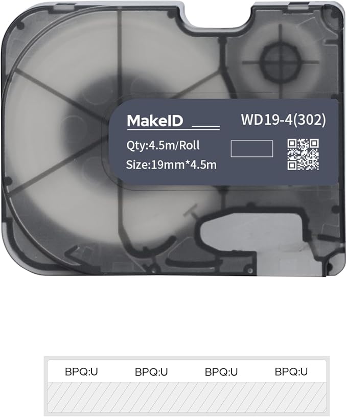 MakeID P31S&P31 Self-Laminating Wire Wrap for Electrical&Datacom Cable, Integrated PE Labels with Ribbon Cartridge for P31S&P31 Industrial Label Maker, 0.75" W, 14.76ft L/Roll