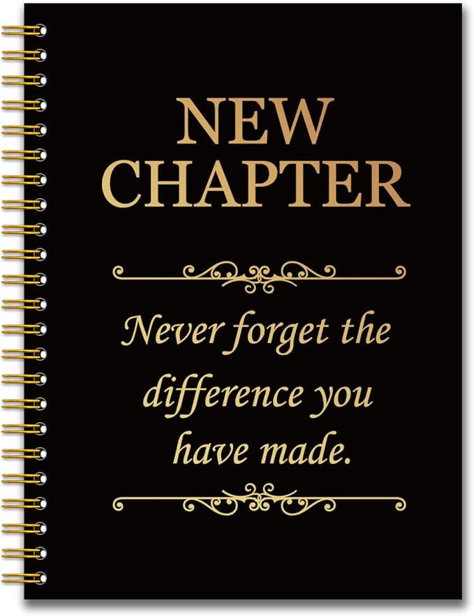 YAZMEEN New Chapter Black Gold Spiral Notebook（160 Pages） Never Forget The Difference You Have Made Blank Hardcover Notebook Thank You Gift Retirement New Job Going Away Gift for Coworker Boss Friend
