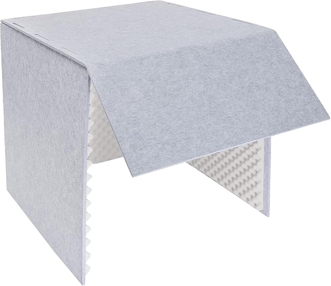 Desktop Soundproof Cover, Isolation Booth, Vocal Sound Absorbing Shield, Portable Vocal Recording Booth, Sound Proof Foam Room, Microphone Isolation Booth Cube, for Office, Home Studio (Gray)