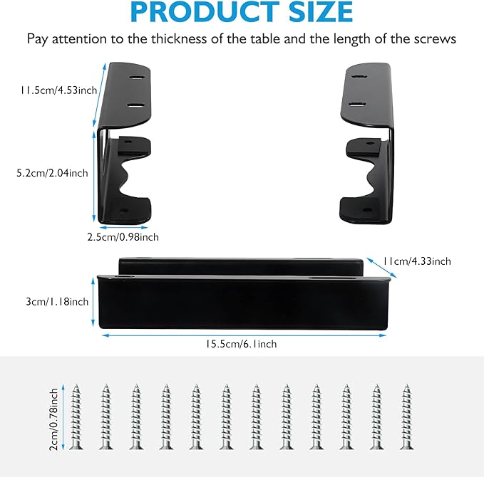 Under Desk Holder for Thunderbolt 4 Dock/Thunderbolt 3 Dock and Power Cable, Under Desk Iron Storage Rack for TS4 / TS3 Plus, No Drill, Easy Install with All Hardware Included
