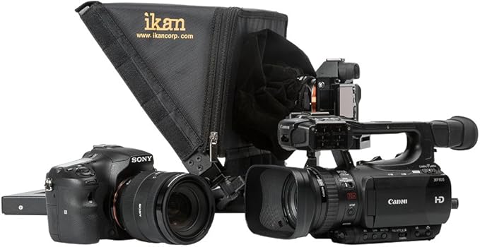 Ikan 12-inch Portable Teleprompter Kit, Adjustable Glass Frame, Easy to Assemble, Extreme Clarity (PT1200) - Black