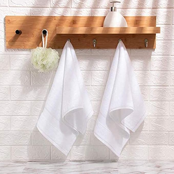 PUPOPIK Hand Towels for Bathroom-100% Cotton Hand Towel (14 x 30Inch), Highly Absorbent and Quick Dry Face Washcloth, Home Soft Premium Towel for Hotel, Bath, Kitchen and Spa, Set of 2 (White)