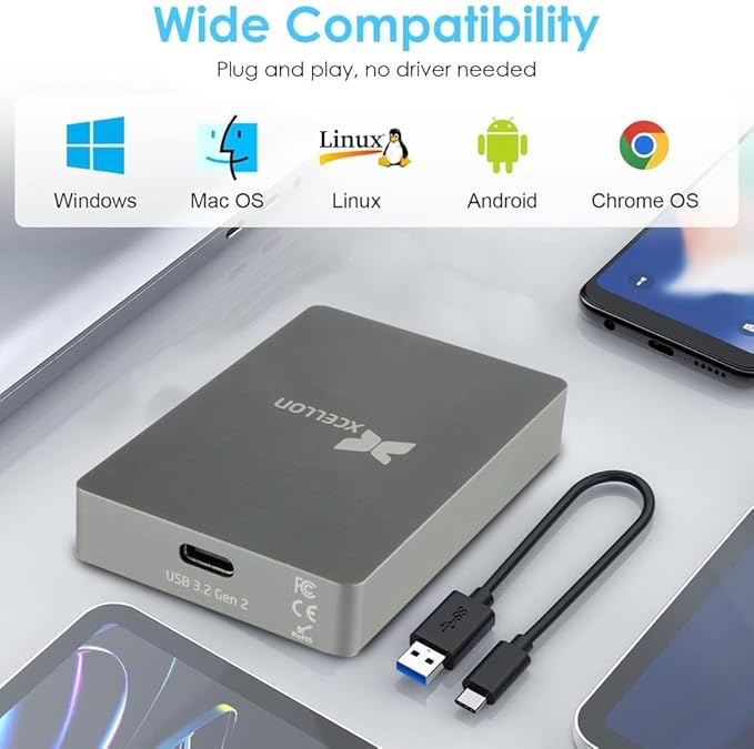 CFexpress Type B Card Reader with USB 3.2 Gen 2, 10Gbps High-Speed Data Transfer, USB C to USB C/USB A Cable, Aluminum Enclosure, Push Lock and Security LED Indicator