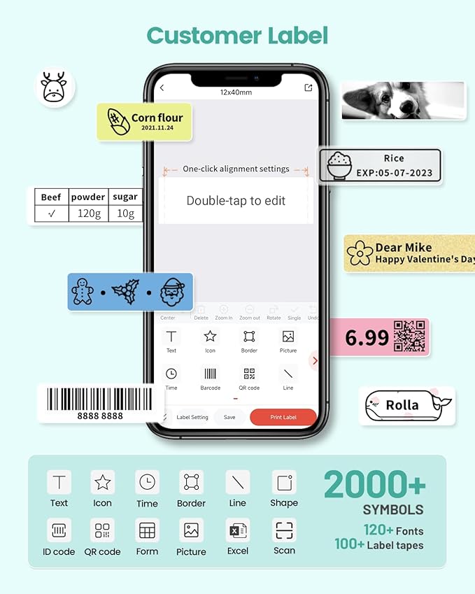 Phomemo Labels, D30 Label Tape Continuous Print Master Labels Refill, Smart Mini Label Maker Refill D30 D35 Black on White Sticker Thermal Paper Self-Adhesive, 15mm x 6m (0.59 x 236.22 Inch) 3-Roll