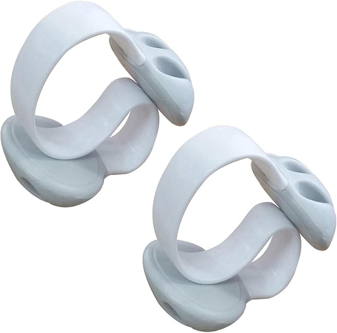 Coralpearl Desk Cable Drop Clips Non-Adhesive, Table Cord Stay Holder Weighted, Small Wire Management Clamp Removable, Silicone Tidy Organizer Keeper for Phone Computer Chargers (2 White)