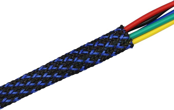 30ft PET Expandable Sleeving Wire Cable Sleeve (2/5", Blue&Black)