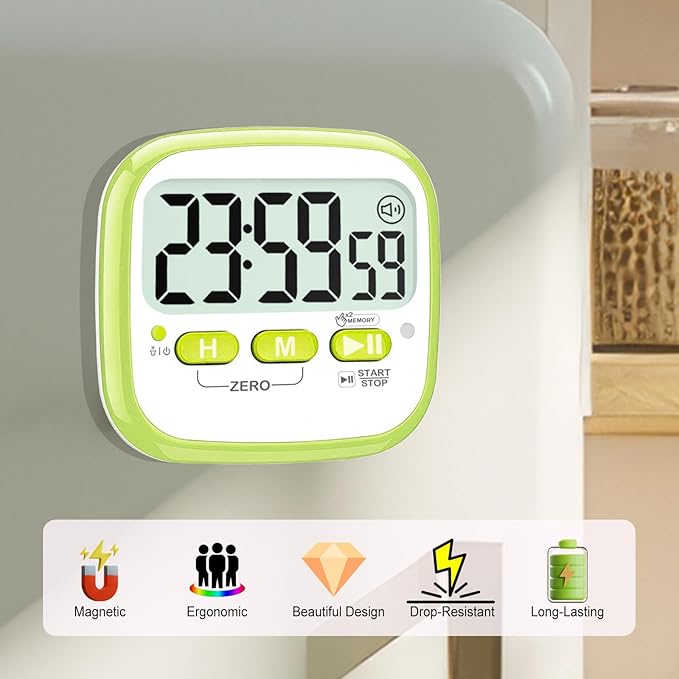 Antonki 2 Pack Classroom Timers for Kids Teachers, Magnetic Countdown Digital Kitchen Timer for Cooking, Study, Exercise, Games, Time Mangement - Loud/Silent Mode - Battery Included