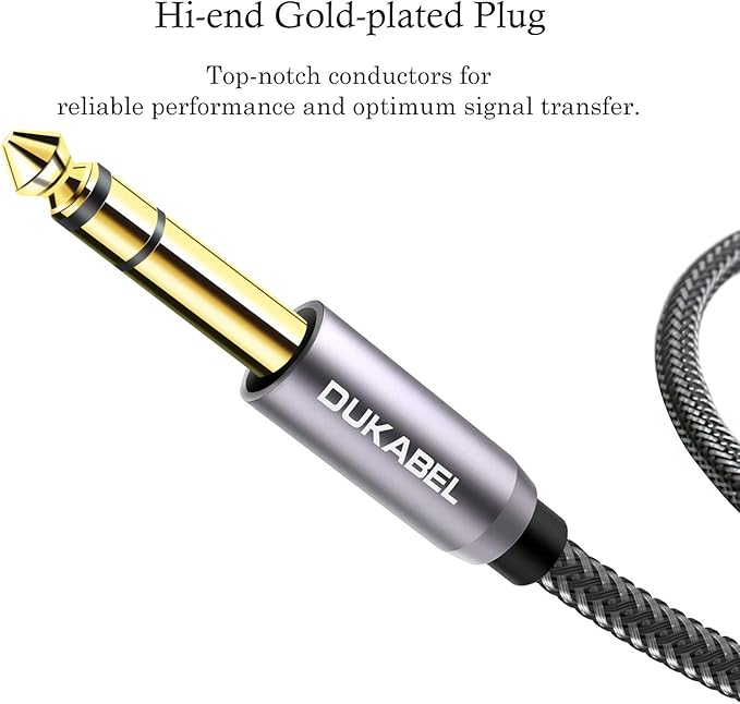 DUKABEL TopSeries Long 1/4'' Male to 1/8'' Female Adapter Cable (16ft/5M) 6.35mm to 3.5mm Phone Audio Connector Quarter Inch Adapter for Mixer Guitar Piano Amplifier Speaker and More
