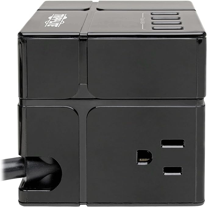 Tripp Lite 3 Outlet Surge Protector with USB, Detachable Wall Outlet Surge Protector, 6 USB Ports, 6 ft. Cord, 540 Joules, Black, TLP366CUBEUSBB