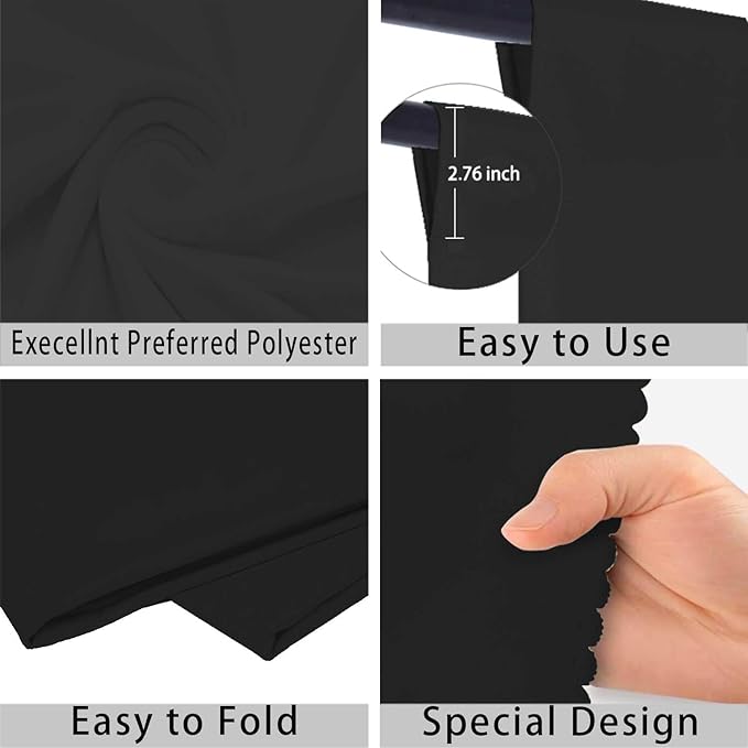 Black Photo Backdrop for Photoshoot Black Background for Photography Photo Backdrop Curtain for Party 10 x 10 FT