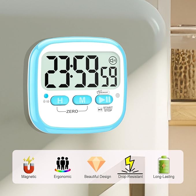 Antonki 2 Pack Classroom Timers for Kids Teachers, Magnetic Countdown Digital Kitchen Timer for Cooking, Study, Exercise, Games, Time Mangement - Loud/Silent Mode - Battery Included