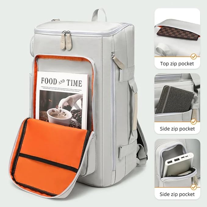 Large Capacity Travel Duffle Bags Gym Backpack Wet Dry Separation Shoulder Bag Outdoor Sports Backpacks with Overnight(Gray)