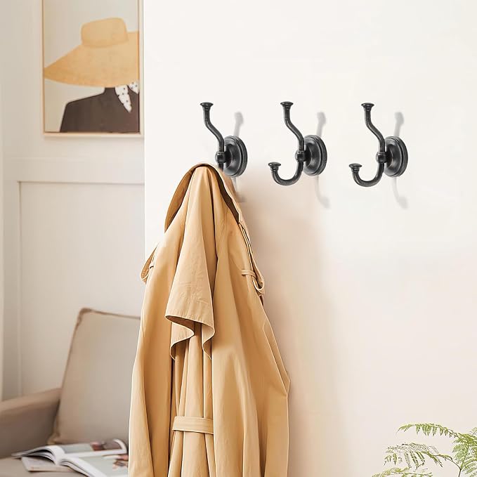 khtumeware 1 Pack 4-1/2 inch Zinc Alloy Oil Rubbed Bronze Large Coat Hooks Suitable for Tile, Wood Board, Glass Walls, Bathroom, Entrance Hall, Kitchen, Multi-Functional Venetian Robe Hooks