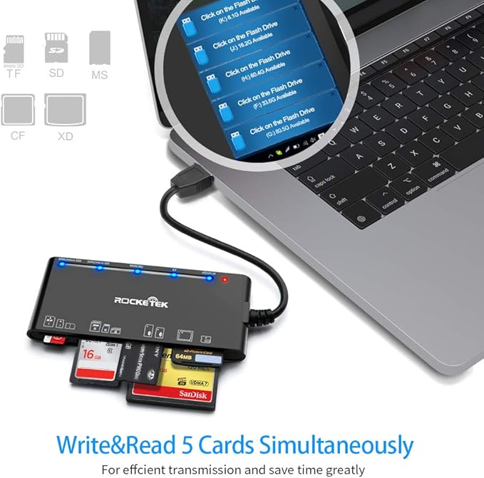 XD Multi Card Reader, SD/TF/CF/Micro SD/XD/MS 7 in 1 USB3.0 Fast 5Gbps Memory Card Reader/Writer/Hub for SD SDXC SDHC CF CFI TF Micro SD Micro SDXC Micro SDHC MS MMC UHS-I Cards,Windows/Linux/Mac OS