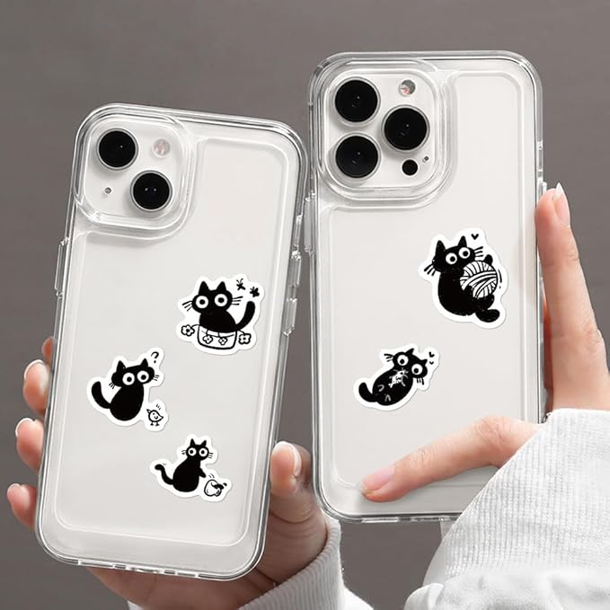 500 Pcs Cute Black Cat Sticker for Teen - Sticker Graphic - Cartoon Stickers for Water Bottles Laptop Cat Meme Stickers Waterproof Aesthetic Vinyl Decals Stickers for Adults Teens