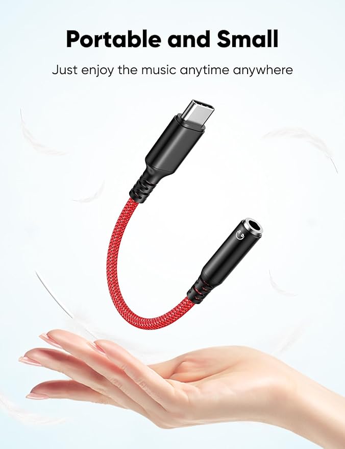 Highwings USB Type C to 3.5mm Female Headphone Jack Adapter, (2-Pack) USB C to Aux Audio Dongle Adapter Compatible with iPhone 16 Pro Max/15 Pro/15, Samsung Galaxy S24/S23/S22 Ultra, iPad Pro-Red