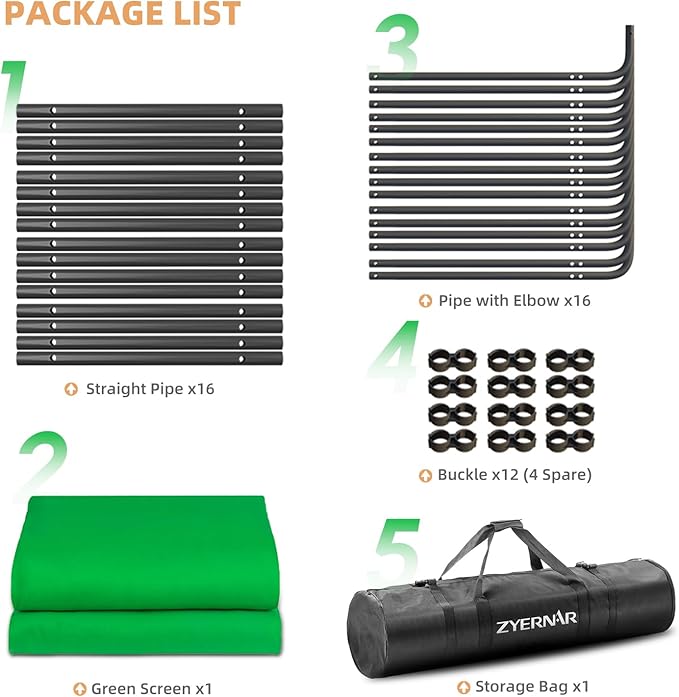7.87ft x 13.12ft Green Screen Backdrop with Stand,Zyernar Large Green Collapsible Backdrop with Stand foror Photo Studio Video Shooting,YouTube Tutorials and Real-Time Videos, Streaming Games,Stage