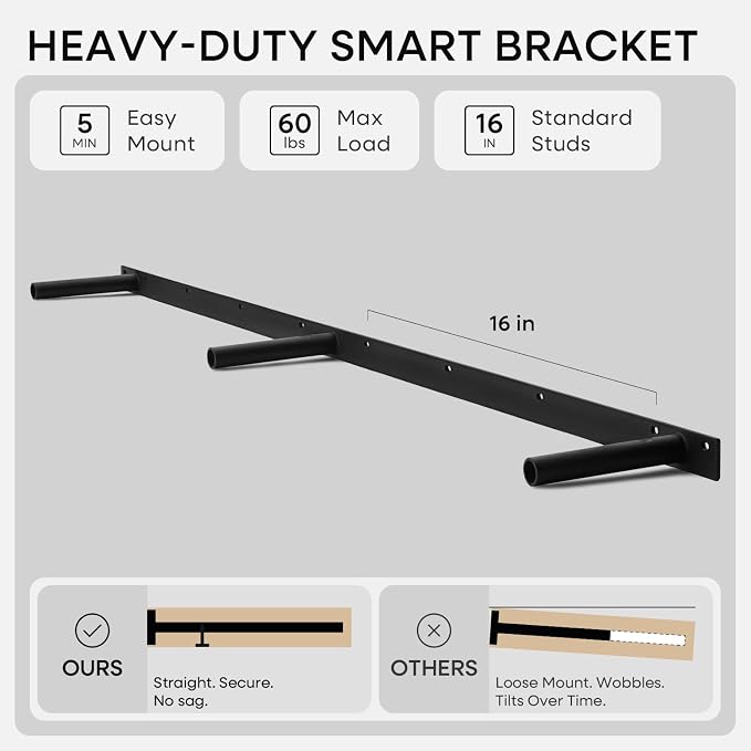 Homeforia 60 inch Natural Floating Shelf, High End Solid Real Wood 60inch Small Floating Shelves for Wall Mounted, Natural Wooden Floating Shelves, Heavy Duty Bracket, 60 X 6.5 X 1.75 in, Set of 3