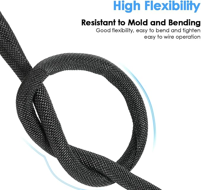 Dog and Cat Cord Protector – Pet-Proof Cable Guard for Wires and Cords – Prevents Pets from Chewing and Damaging Cables – Flexible & Durable – 20ft, 1/4in Diameter, Black (Self-Sealing Design)
