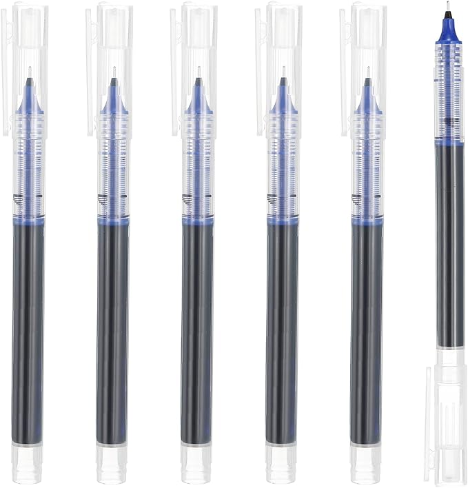 PATIKIL 6Pcs Colored Gel Ink Pens, 0.5mm Extra Fine Point Smooth Writing Japanese Quick Drying Liquid Ink Rollerball Pens for Office Stationery Classroom Teachers, Blue