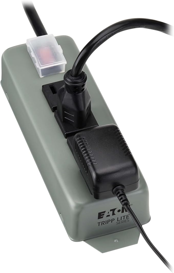 Eaton Tripp Lite series 4-Outlet Heavy Duty Power Strip, Metal, Mountable (Wall Mount & Under Desk), 6ft Extension Cord, On/Off Switch Cover, Industrial Garage Shop Work Bench Applications (UL603CB-6)