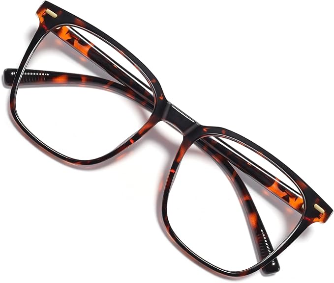 MACJERO Oversized Square Blue Light Blocking Glasses for Women Men, Anti-Fatigue Computer Monitor Gaming Glasses Reduce Eye Strain(((Brown Tortoise)