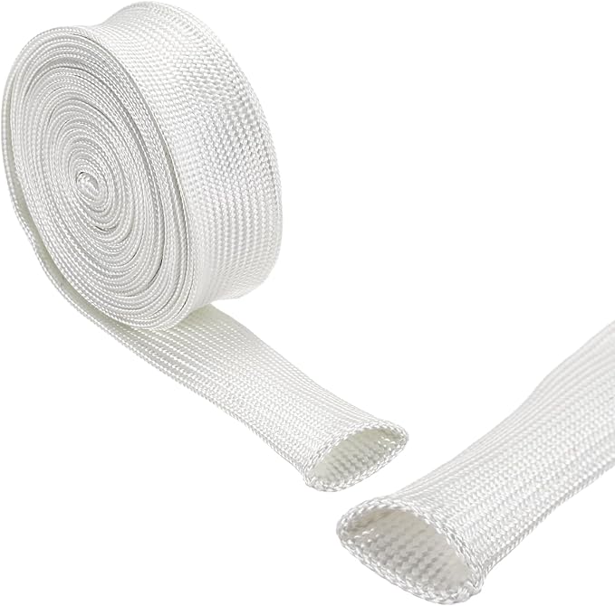 uxcell Insulation Cable Protector,15mm/0.59 Inch-3m/10 Feet High Temp Fiberglass Sleeve White