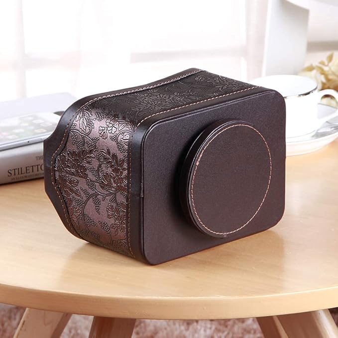 Arniche PU Leather Remote Control Organizer with 360° Spinning Design,Desk Organizer for TV Remote,Phone,Pen,Glasse,Mail,Tablet,Calculator,Controller-Home & Office Storage Caddy (Antique Brown) ﻿