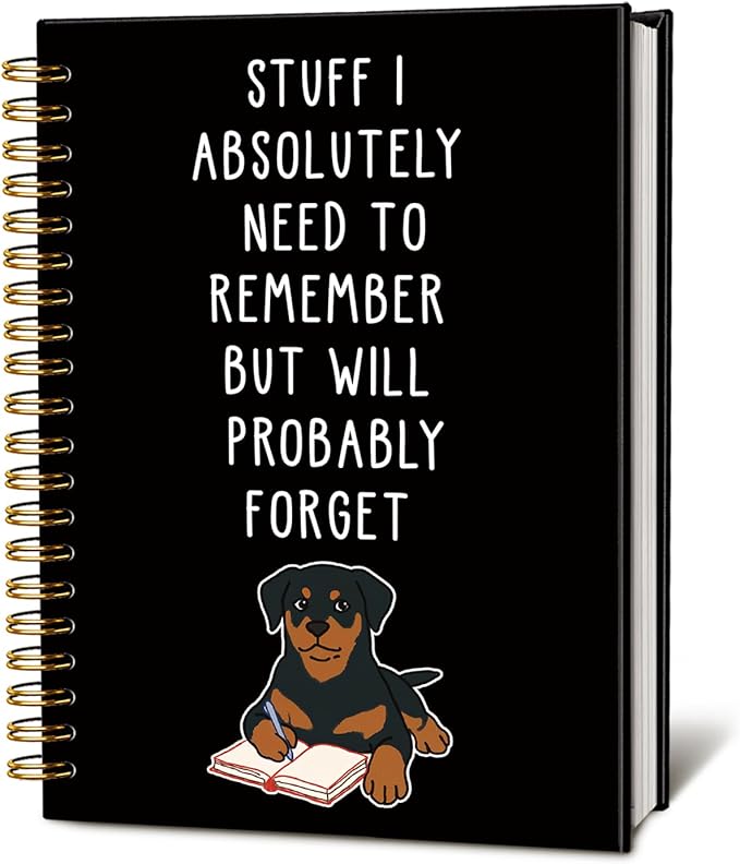 LIANGW Funny Rottweiler Gifts Spiral Notebook Journal, Pet Dog Mom Lovers Owner Gifts Journal for Writing, Rottweiler Gift for Women, Dog School Office Stuff Supplies, 5.5x8.3 Inch