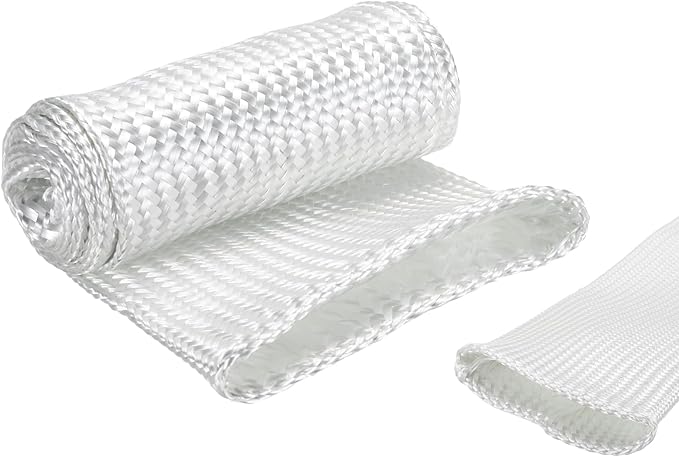 uxcell Insulation Cable Protector,75mm/2.95 Inch-1m/3 Feet High Temp Fiberglass Sleeve White